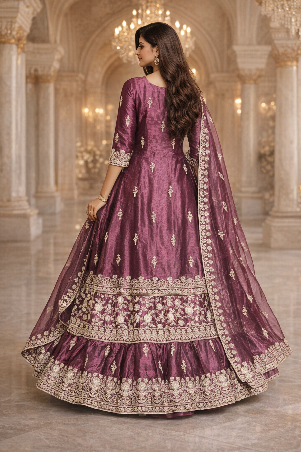 Maroon Kurti With Farsi Skirt & Dupatta| Ladies Wear