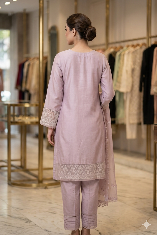 Lavender Blossom Embroidered Pakistani Suit Set | Ladies Wear