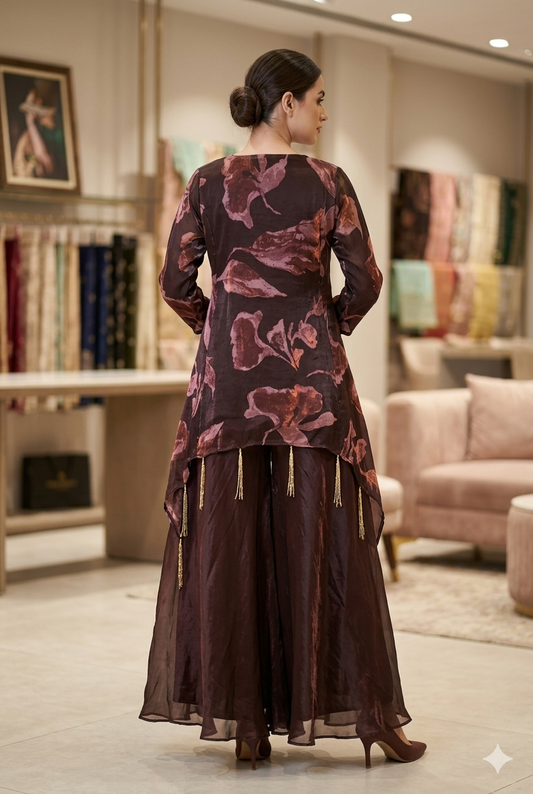 Women Slik Party Wear Co-ord Set with Pearl Work | Ladies wear