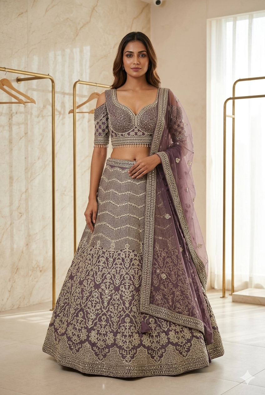 Women Designer Purple Zari Work Lehenga Set | ladies Wear