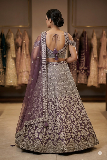 Women Designer Purple Zari Work Lehenga Set | ladies Wear