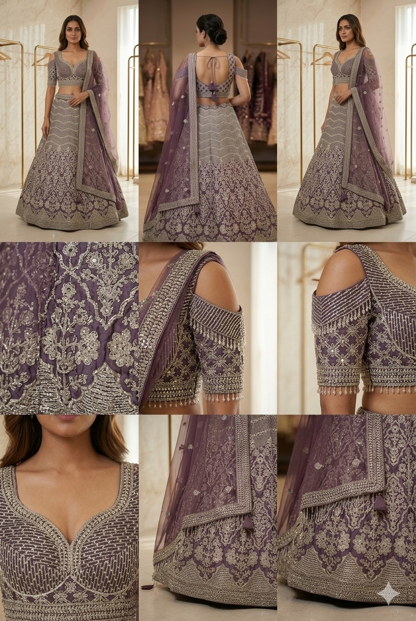 Women Designer Purple Zari Work Lehenga Set | ladies Wear