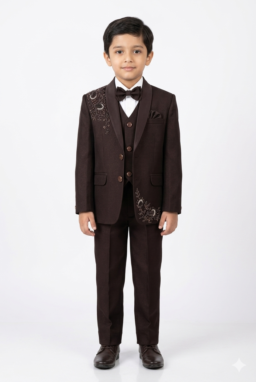 Kids Designer Coat Pant 5-Piece Set with Handwork | Kid's Wear