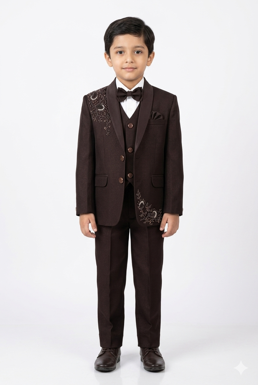 Kids Designer Coat Pant 5-Piece Set with Handwork | Kid's Wear