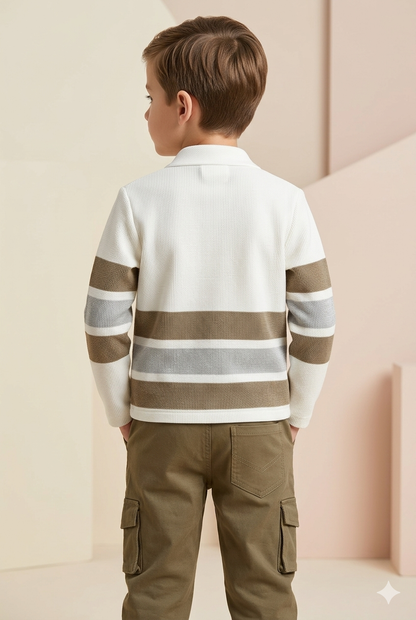 Kids Stylish Cream Baba Suit Set