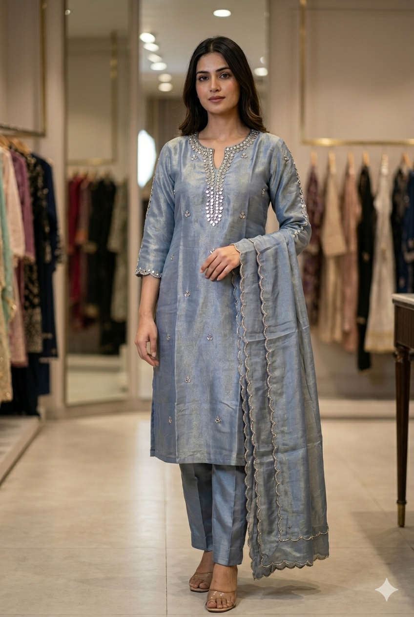 Kurti Set With Mirror Work | Ladies Wear