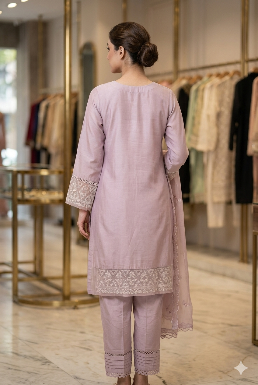 Lavender Blossom Embroidered Pakistani Suit Set | Ladies Wear