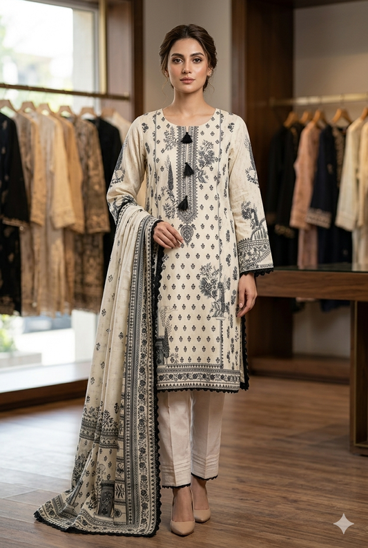 Printed Cotton Kurti Set with Dupatta