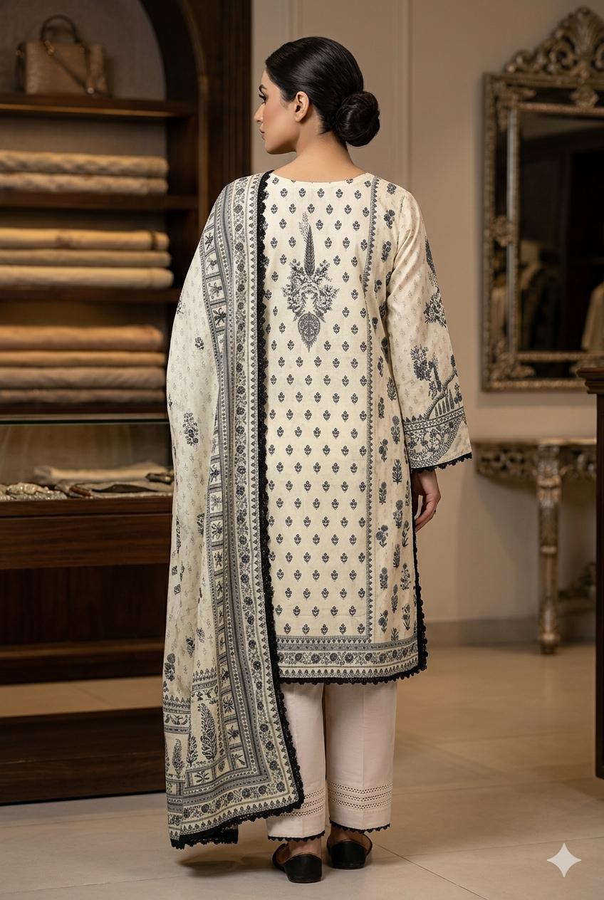 Printed Cotton Kurti Set with Dupatta