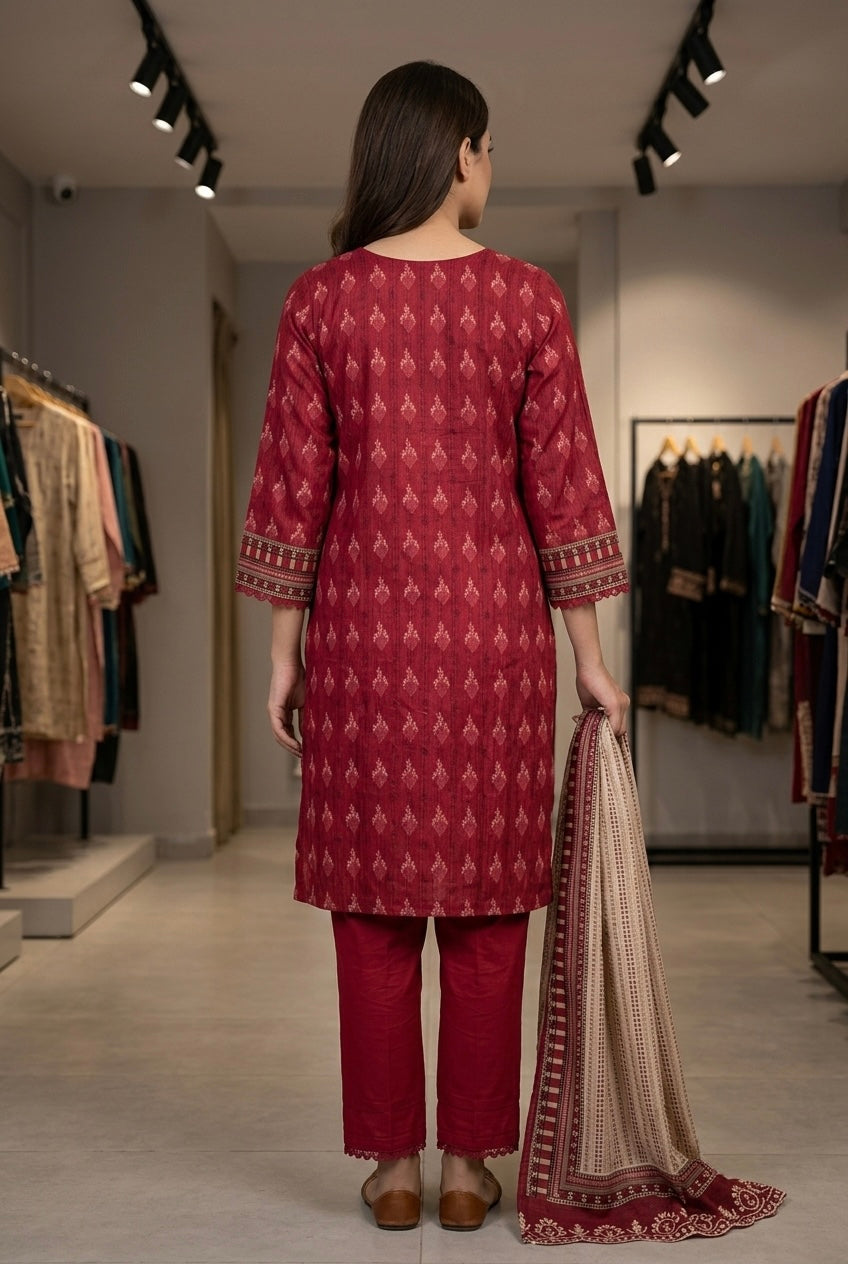 Printed Cotton Pakistani Kurti Set with Dupatta