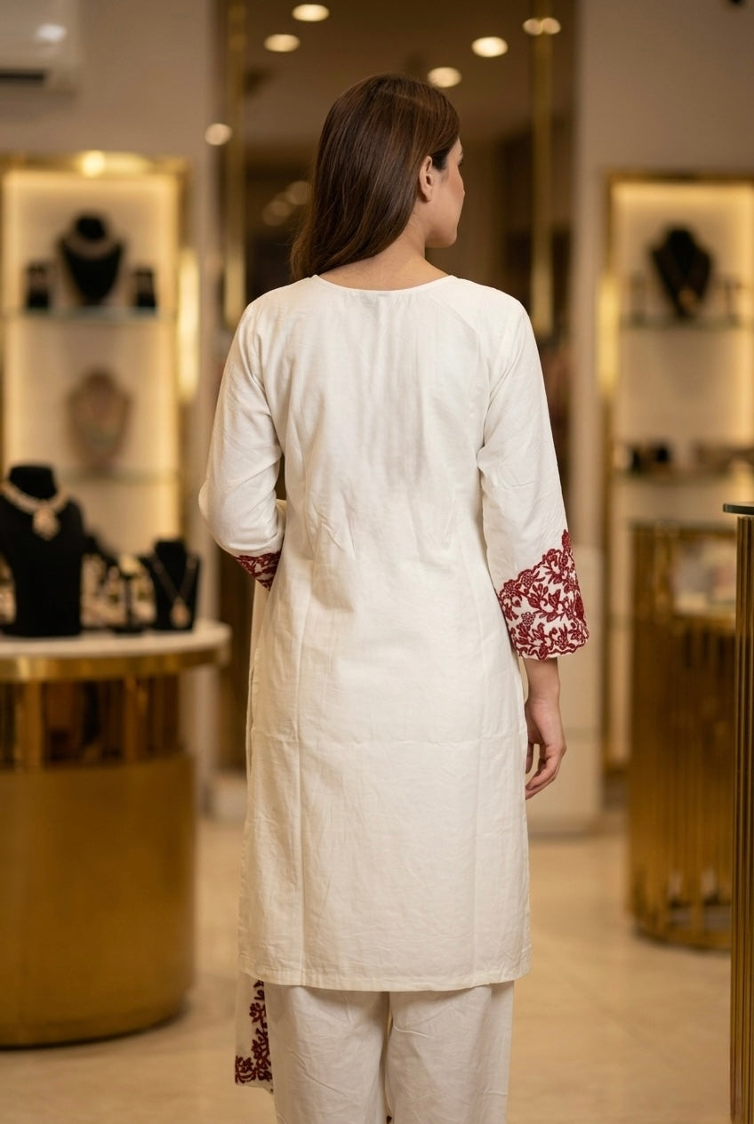 Premium Embroidered Kurti & Palazzo Set with Dupatta