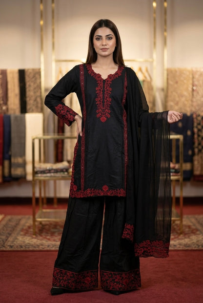 Premium Embroidered Kurti & Palazzo Set with Dupatta